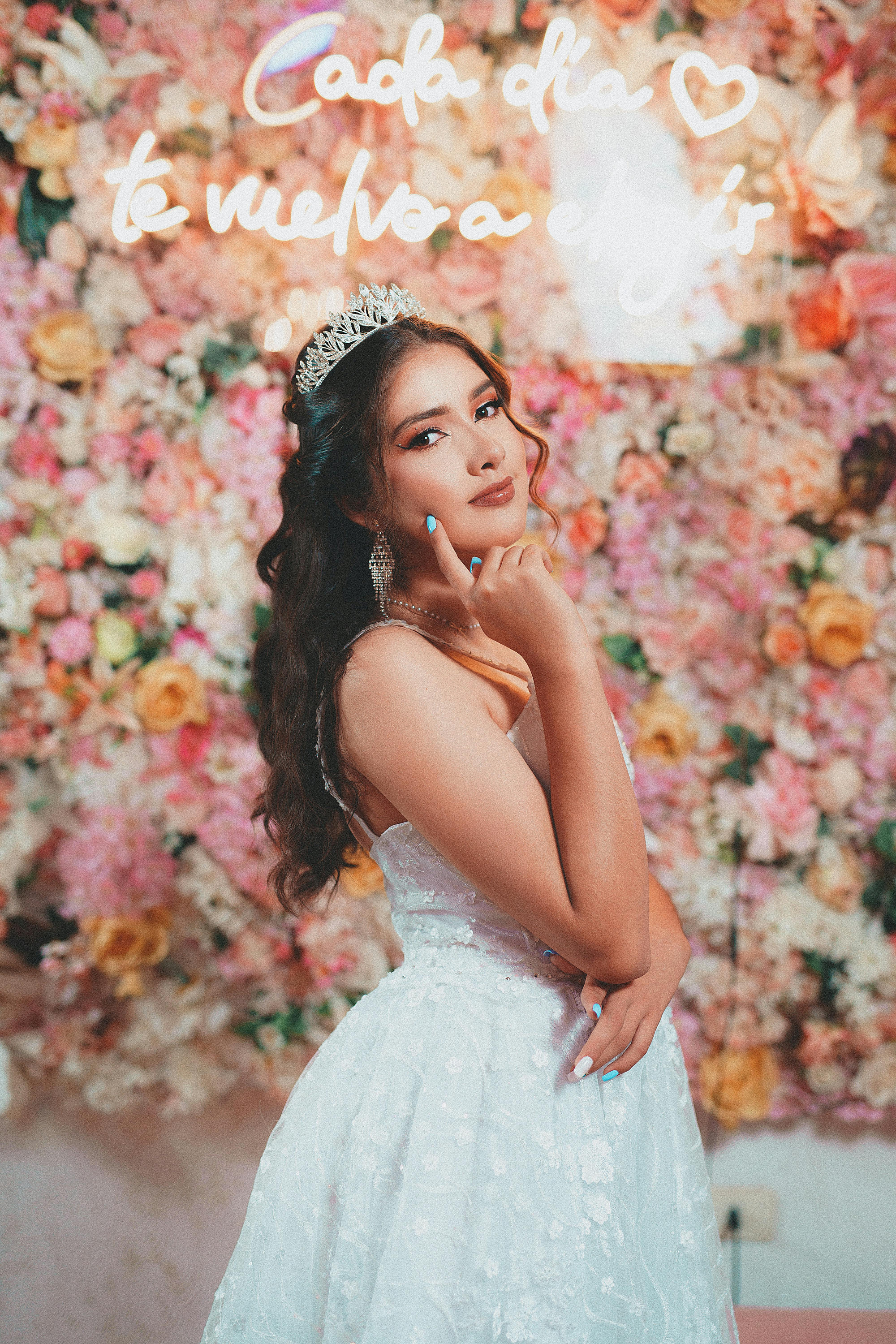 Portrait of a Quinceañera Posing at her Birthday Party